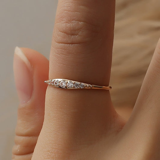 Style Fashion Simple Zircon Couple Diamond Graceful Electroplated Ring