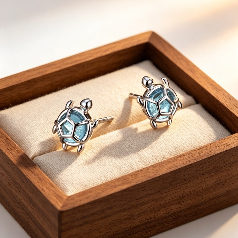 Women's Ocean Style Cute Turtle Small Delicate Stud Earrings