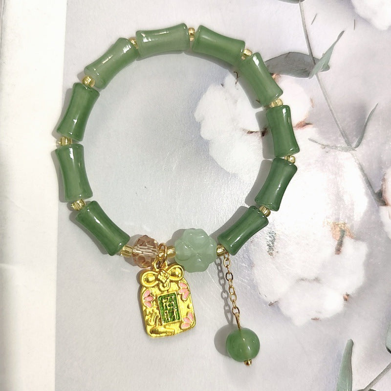 Aventurine Peace Buckle Bamboo Fresh Chinese Style Clover Bracelets