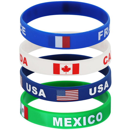 World Cup Peripheral Sports Silicone Canada Flag Cheer Football Wrist Bracelets