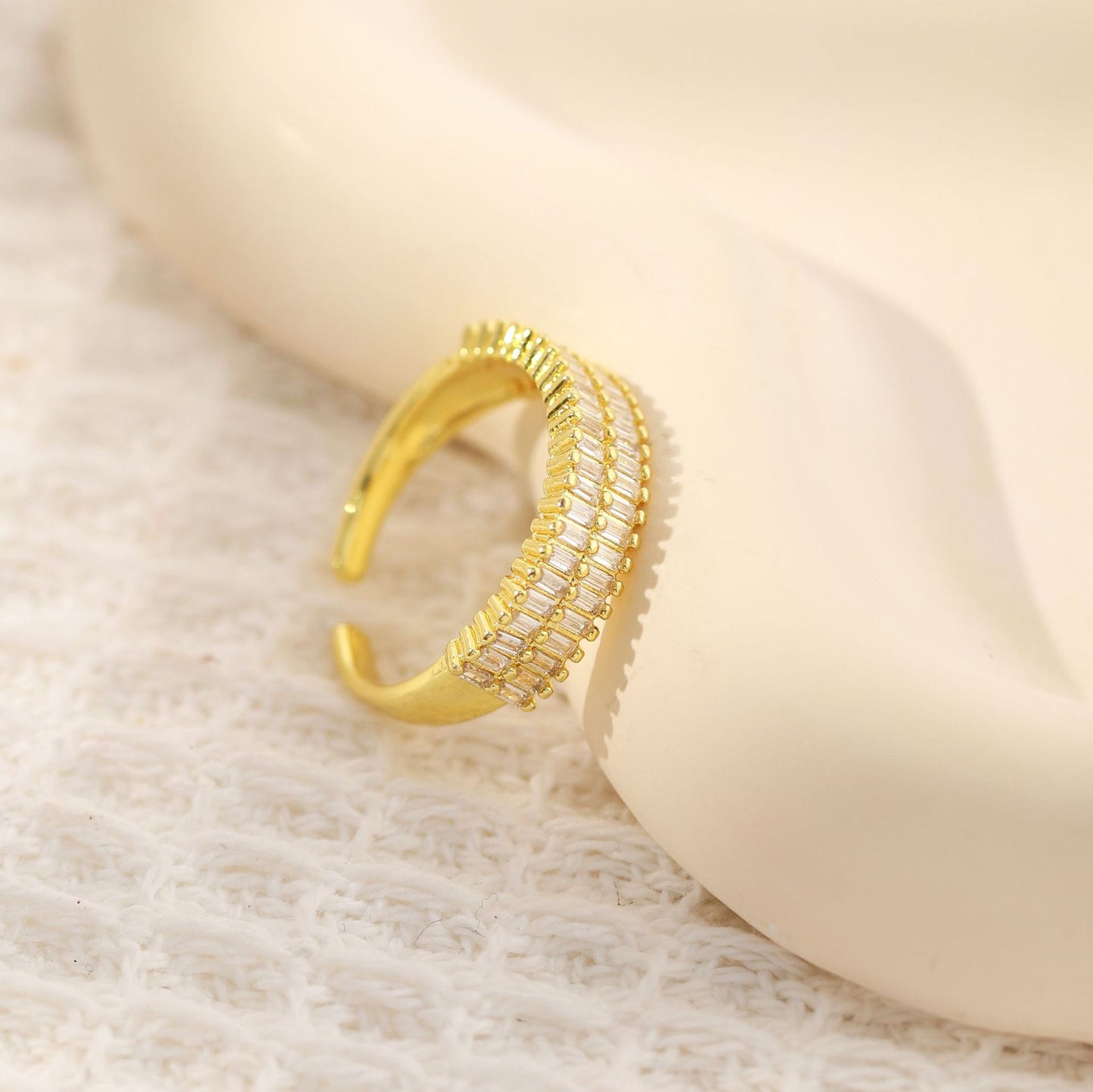 Gold Zircon Geometric Female Simple Personalized Rings