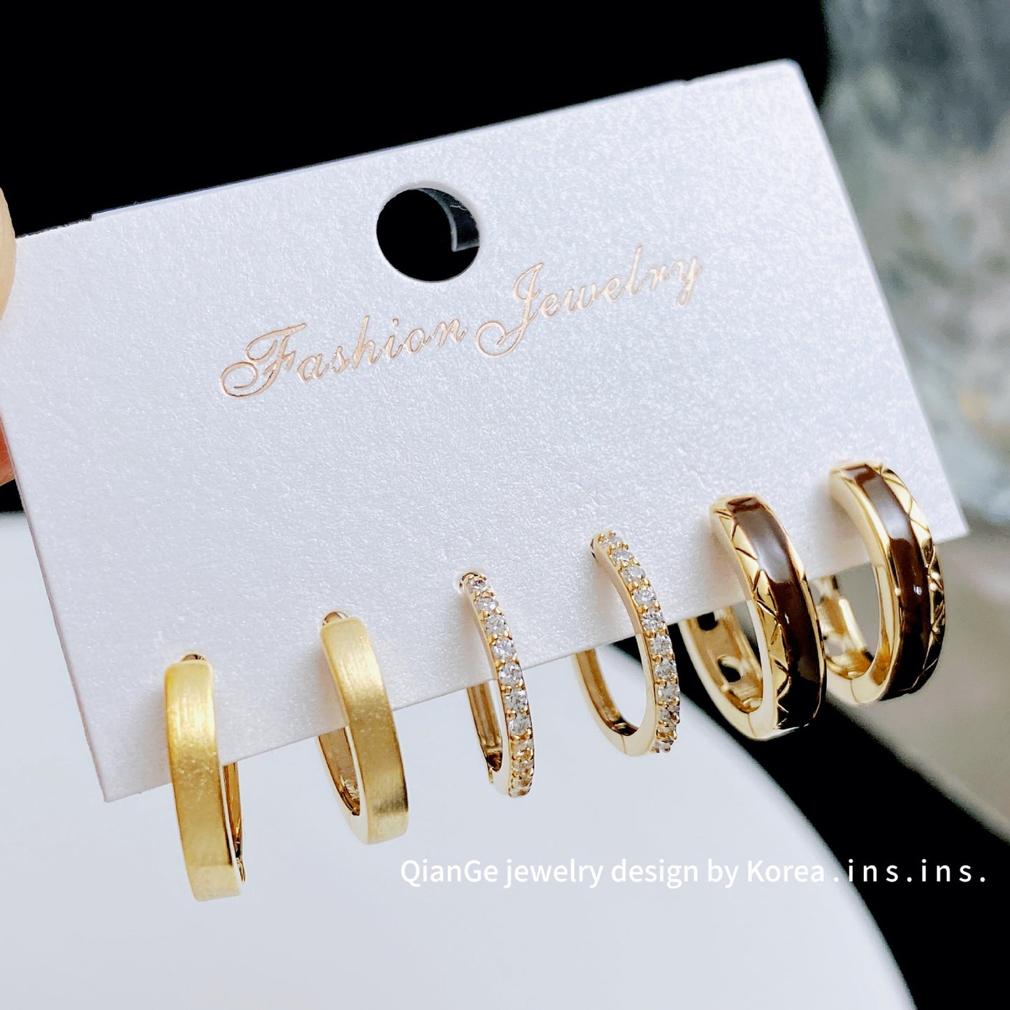 Golden Light Luxury Three Pairs Clip Temperament Wild High-grade Sense Ear Buckle