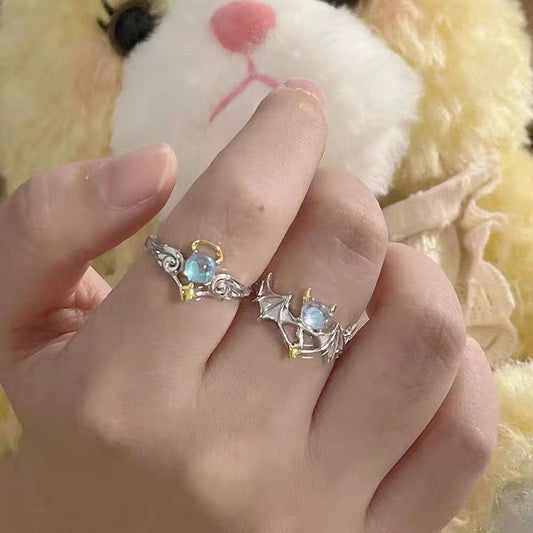 Angels Demons Couple Stylish Opening Adjustable For Boyfriends Girlfriends Ring