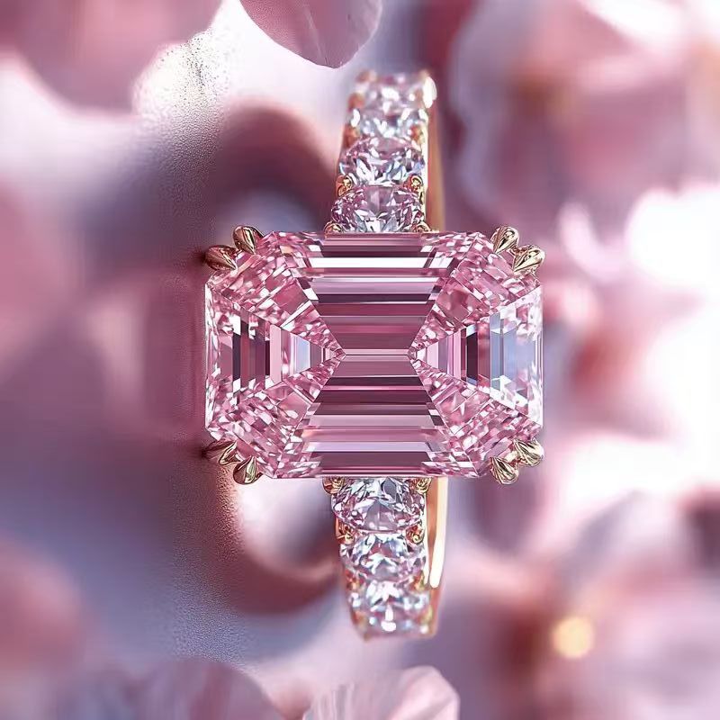 Women's Light Luxury High-grade Pink Gold Diamond Index Rings