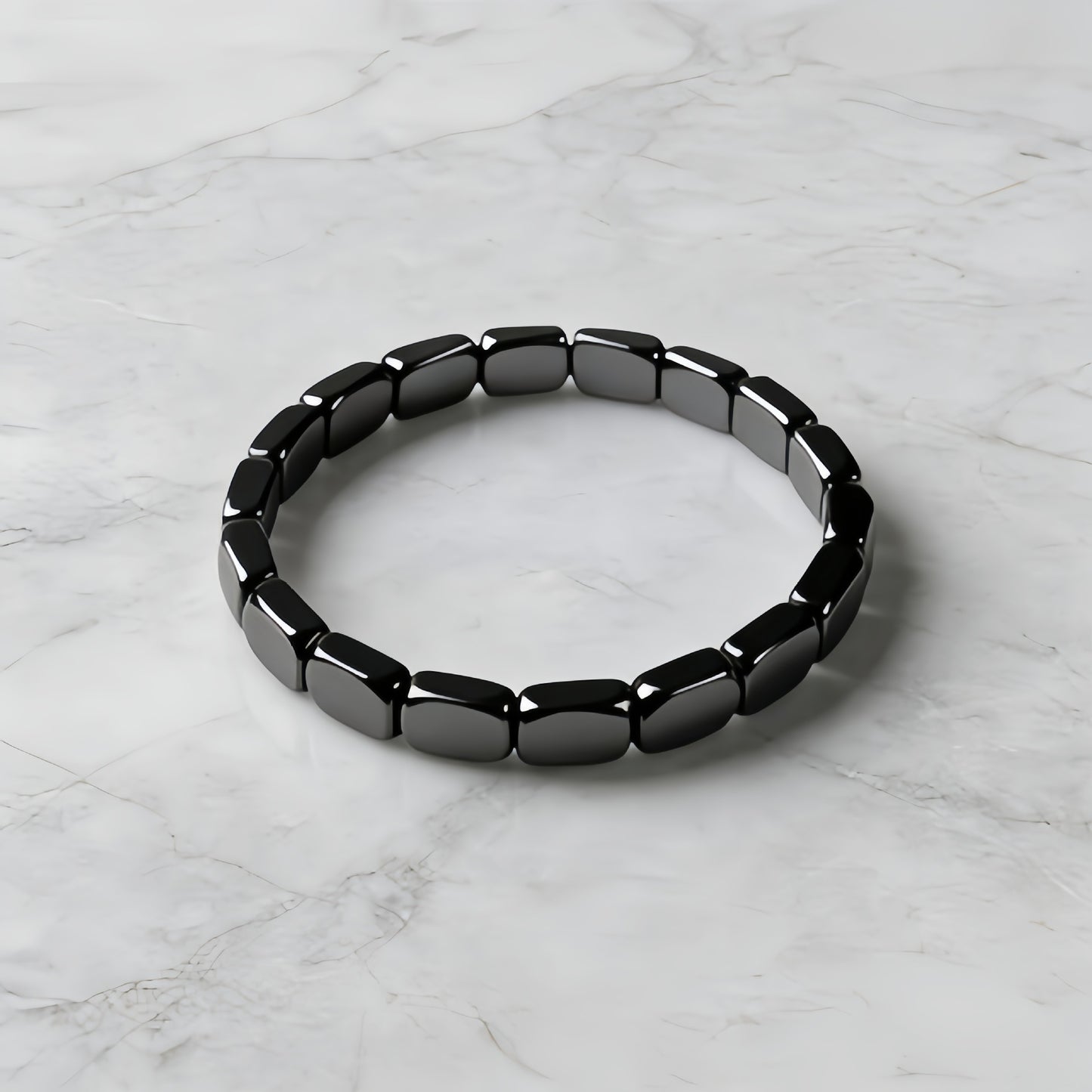 Women's & Men's Fashion Hematite Haematite Stretch Square Beaded Bracelets