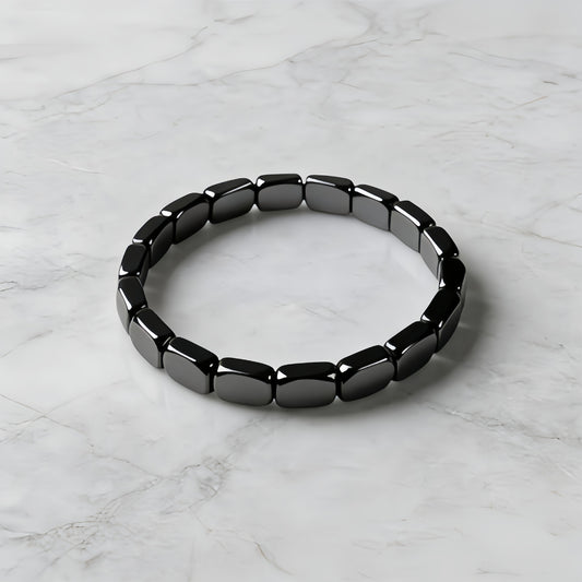 Women's & Men's Fashion Hematite Haematite Stretch Square Beaded Bracelets