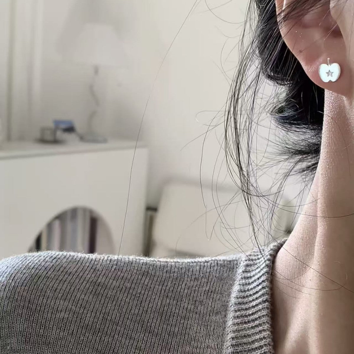 Unique Design Brushed Apple Female Exquisite Daily Fashion Stud Earrings