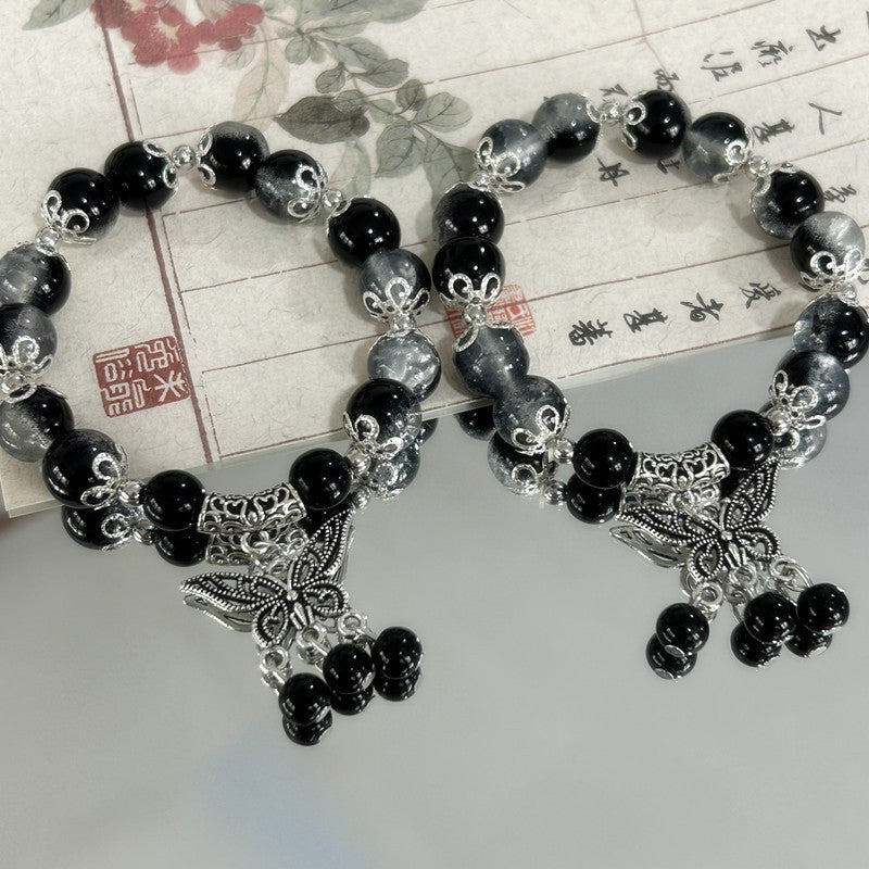 Ruins Butterfly Tassel Starry Sky White Sweet Glaze Bracelet