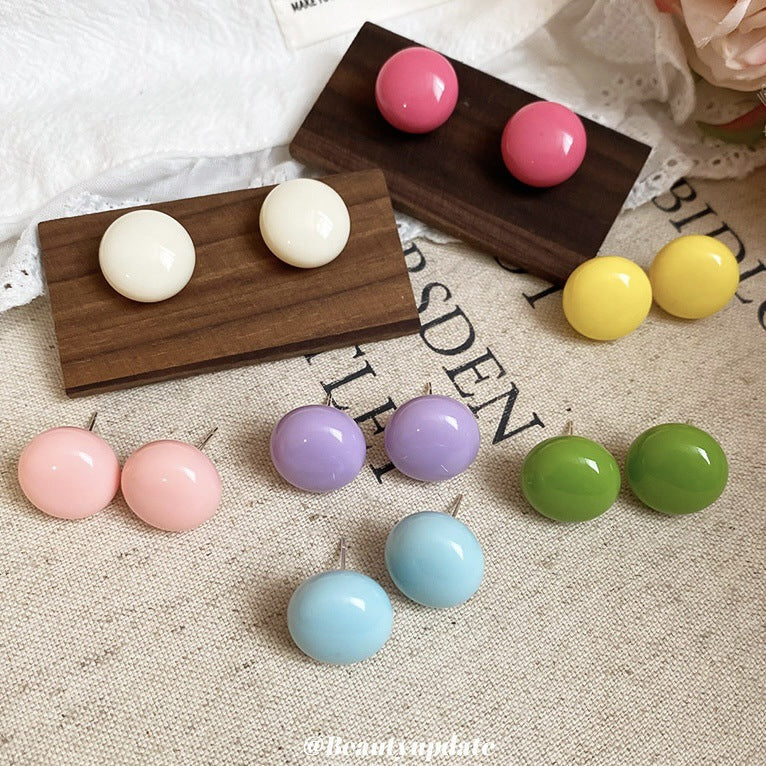 Sier Needle Color Bean-shaped Fresh Sweet Light Luxury High-grade Design Earrings