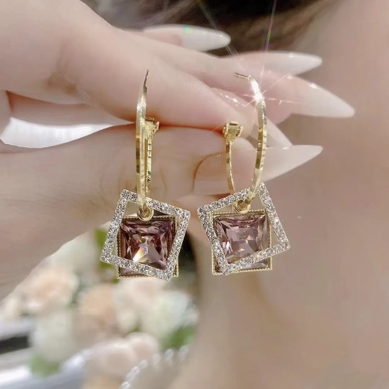 Sense Ear Geometric Crystal Trendy Temperament Wild Rings