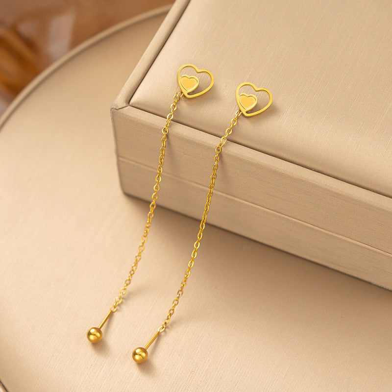 Flower Love Butterfly Long Fringe Female Titanium Steel Trendy Grace Ear Line