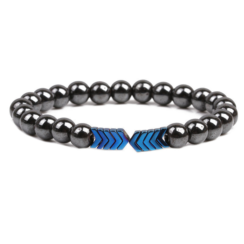 Men's Couple Magnetic Hematite Colorful Yellow Arrow Beaded Bracelet