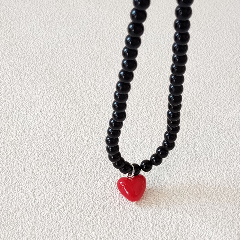 Women's Red Heart Beaded For Niche Design Necklaces
