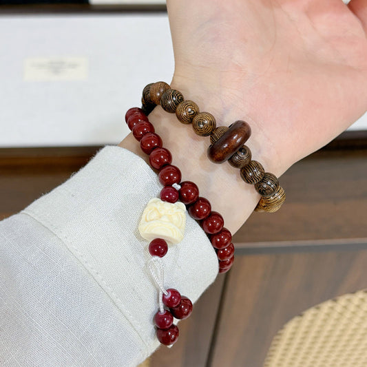 Frame Glass Bead Double Circle Niche National Style Advanced Bracelet