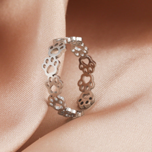 Fashion Cut Stainless Steel Black Cut-out Cat Claw Rings