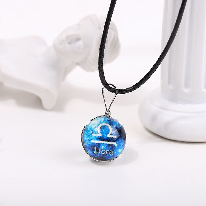 Starry Sky Luminous Twee Constellation Glass Mori Fresh Clavicle Chain Necklace