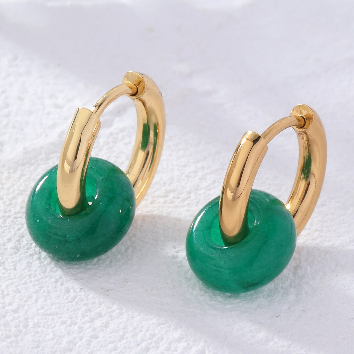 Donut Natural Stone French Style Temperament Earrings