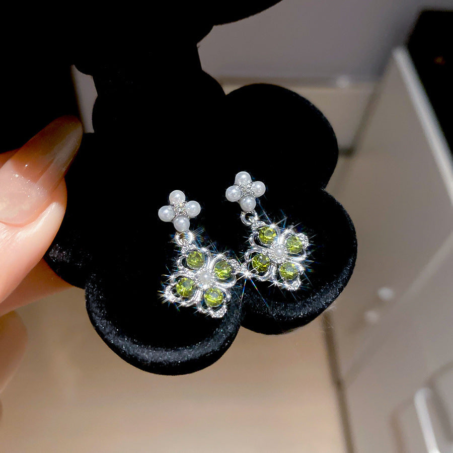 Korean Style White Zircon High-grade Simple Personalized Design Sense Earrings
