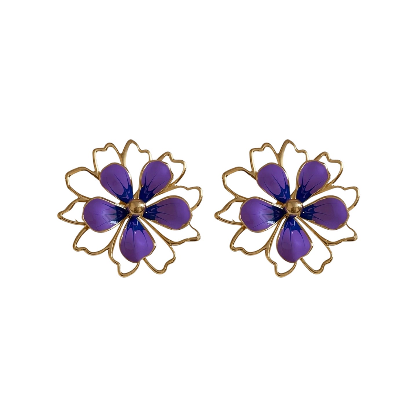 Women's Glaze Flowers Hollow Ear Exquisite Retro Sweet Niche High-grade Rings