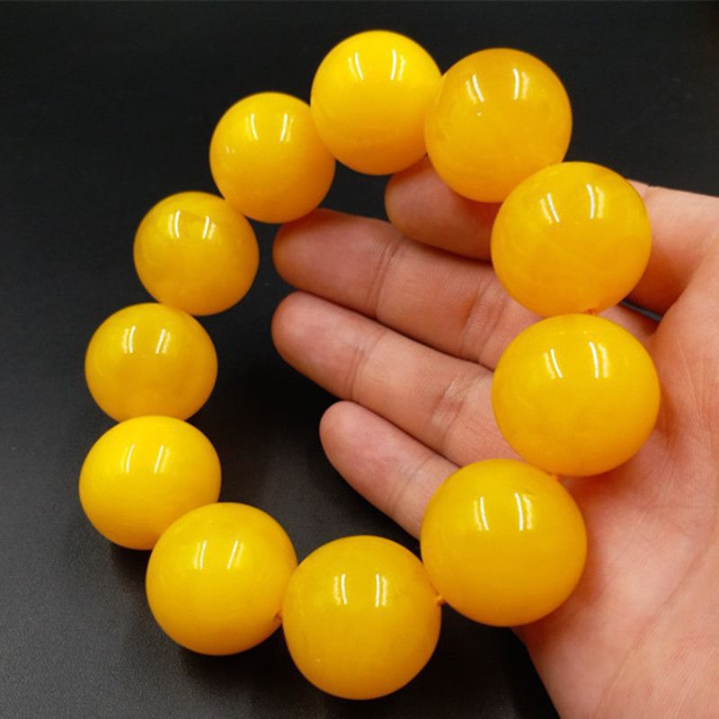 Beeswax Yellow Chicken Grease Color Barrel Beads Round Bracelet
