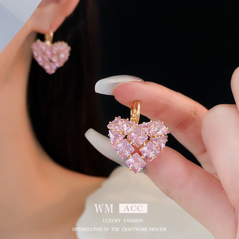 Women's Zircon Love Ear Clip Fashionable Temperamental Light Luxury Earrings
