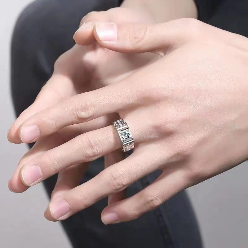 Women's Platinum Man's Moissanite Six Claw Angel Rings