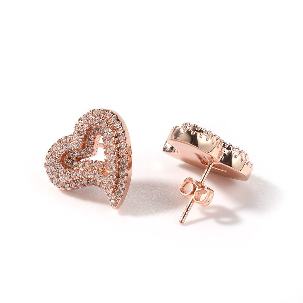 Hollow Love Heart Retro Affordable Luxury Fashion Hip Stud Earrings