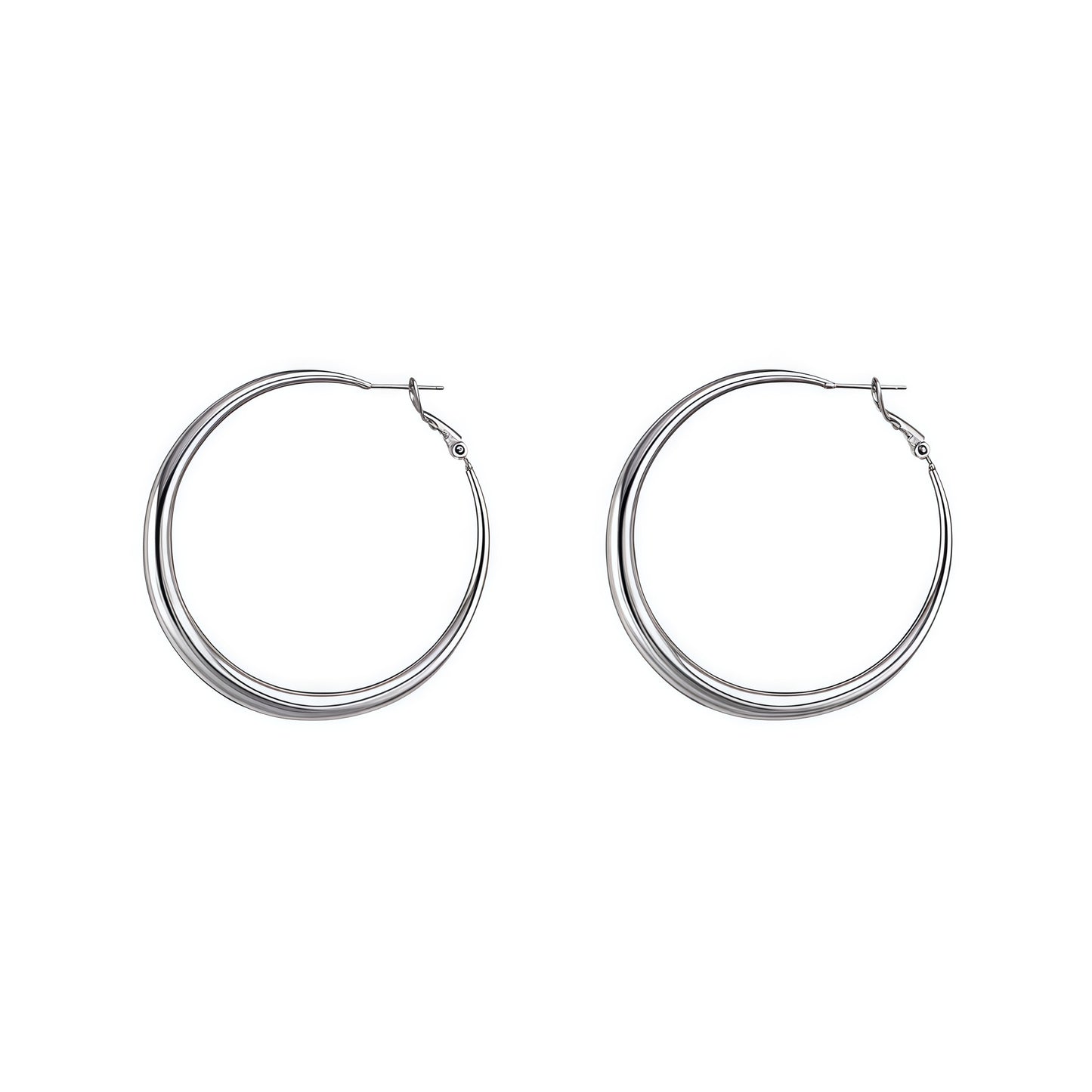 Women's Sier Needle Pigment Round Face Ear Light Luxury High Stud Earrings