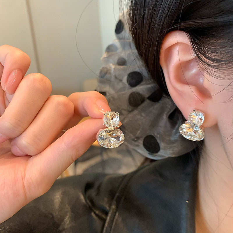 Flash Square Zirconium Geometric Zircon Female Light Luxury Minority High Stud Earrings