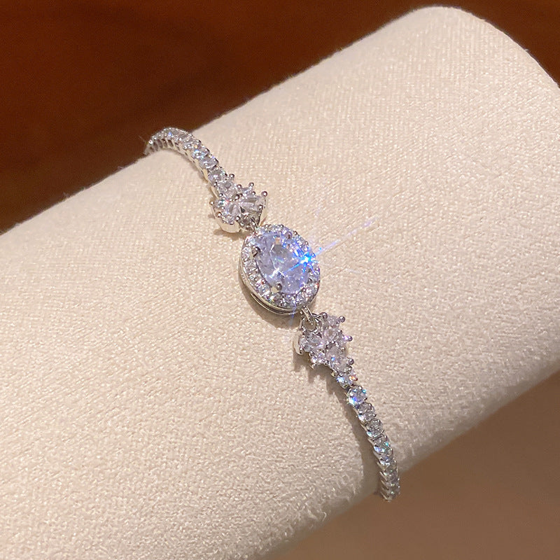 Women's Zircon Oval Korean Style Sweet Light Luxury Bracelet