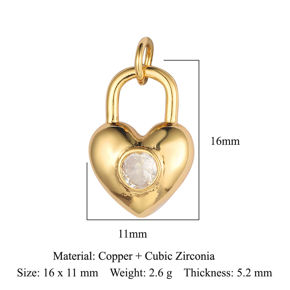 Key Lock Copper Zircon Dark Pattern Pendants