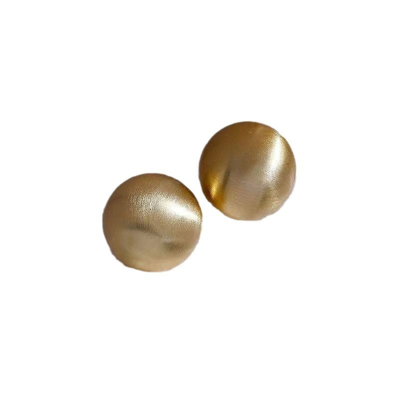 Simple Commute Design Niche Elegant Brushed Frosted Ball Stud Earrings