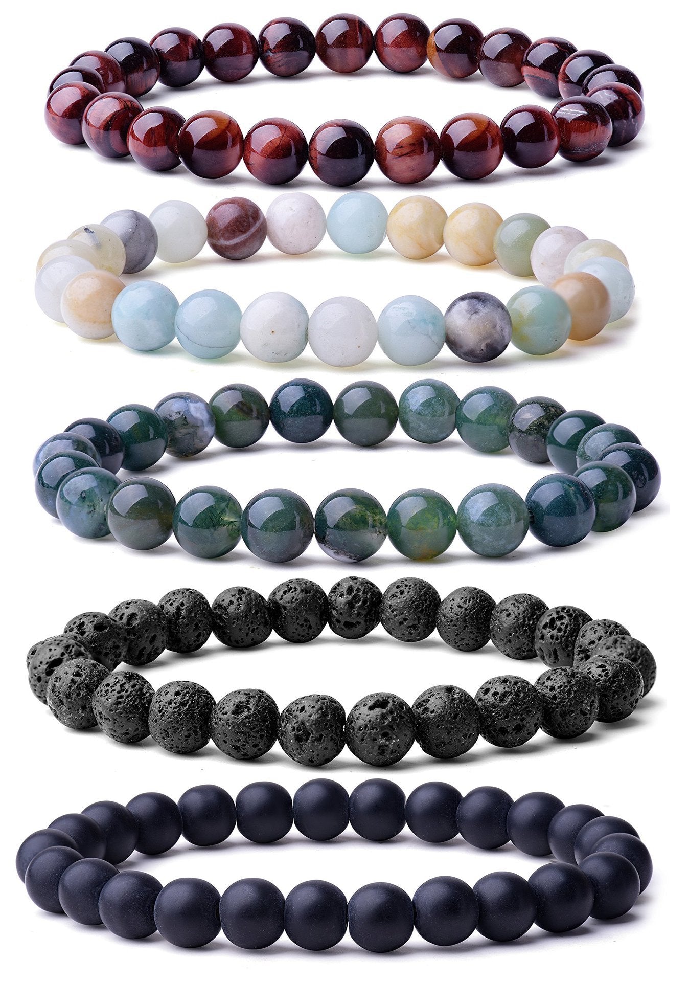 Stone Lava Volcanic Rock Hematite Stretch Bracelet