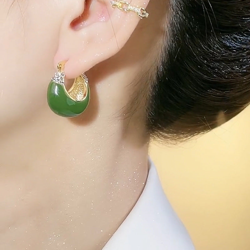 Women's Drip Glazed Ear Clip Design Unique Light Luxury Style Retro Earrings
