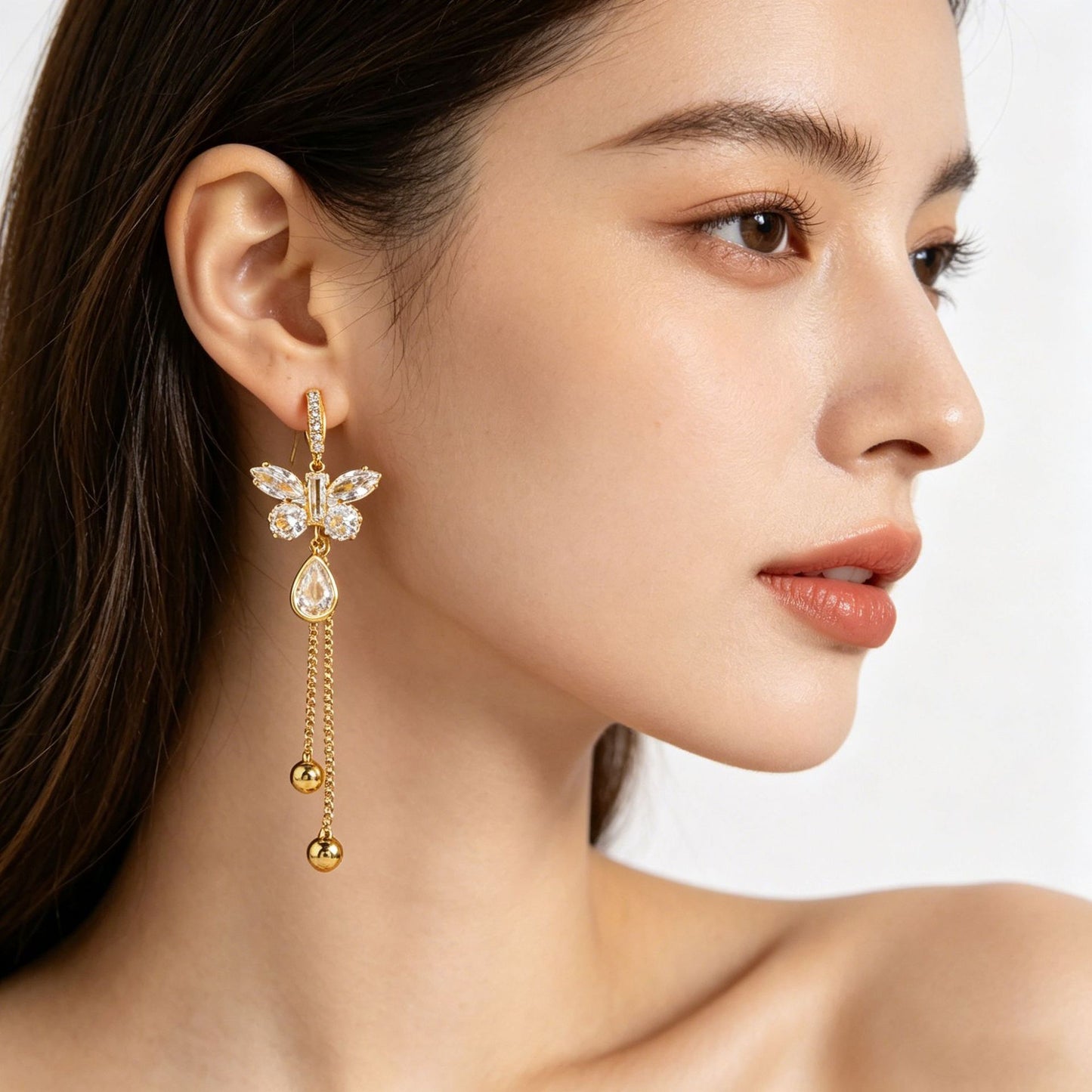 Butterfly Tassel Temperament Design Long Face Earrings