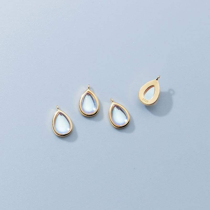 Sier Plating Inlaid Synthetic Moonstone Water Drop Pendants