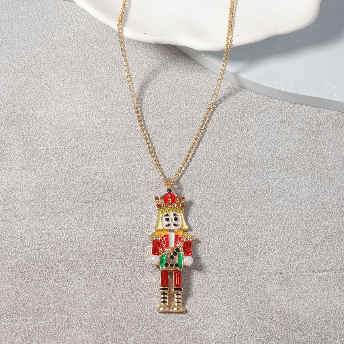 Cartoon Alloy Dripping Oil Inlaid Zircon Nutcracker Soldier Necklaces