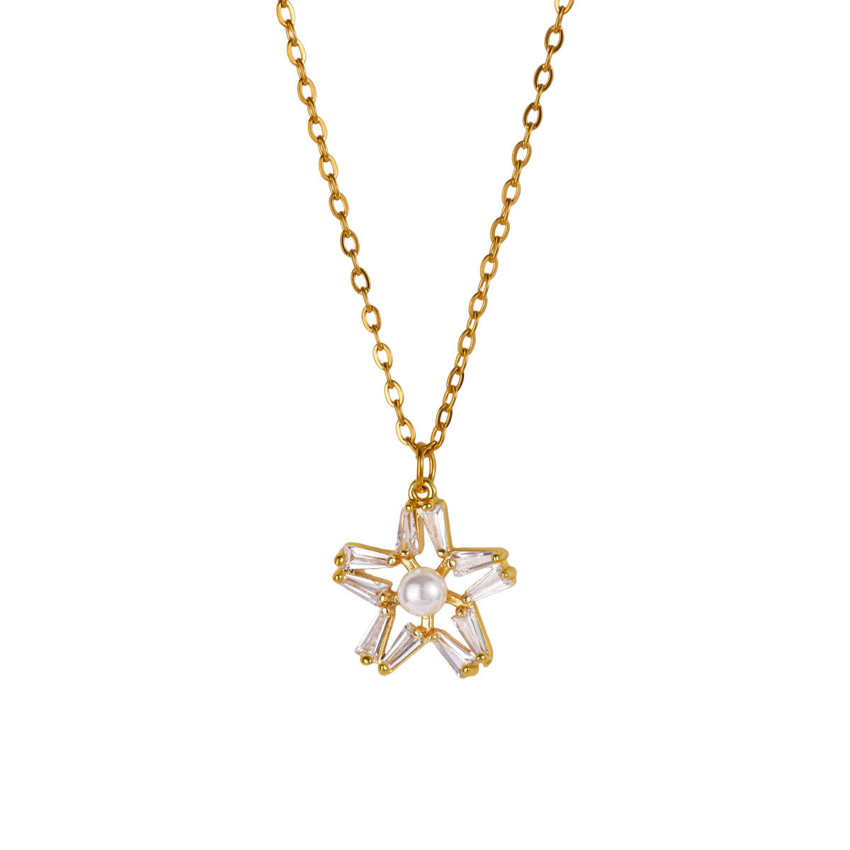 Star Moon Gold-plated Stainless Steel Chain Necklaces