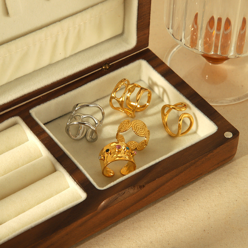 Open Female Gold Stainless Steel Threaded Adjustable Rings