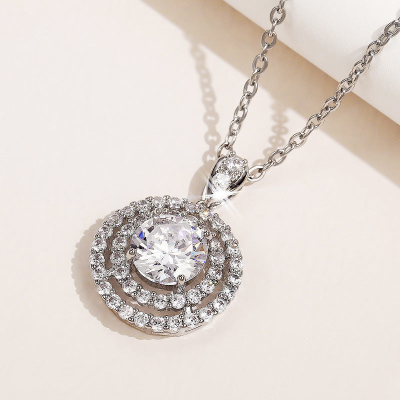 Women's Best-selling Simple Rhinestone White Gold Plated Necklaces