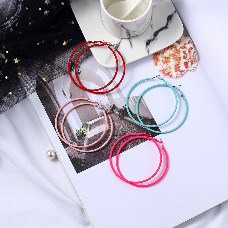 Paint Color Big Circle Eardrop Beautiful Earrings