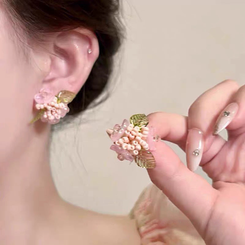 Seaside Vacation Style Flower Tassel Female Atmosphere Fairy Beaded Rings