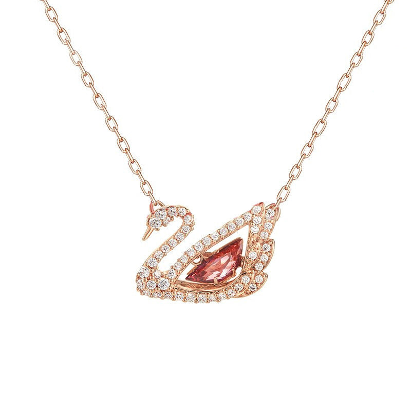 Red Pink White Black Swan Female Cymbal Clavicle Necklace