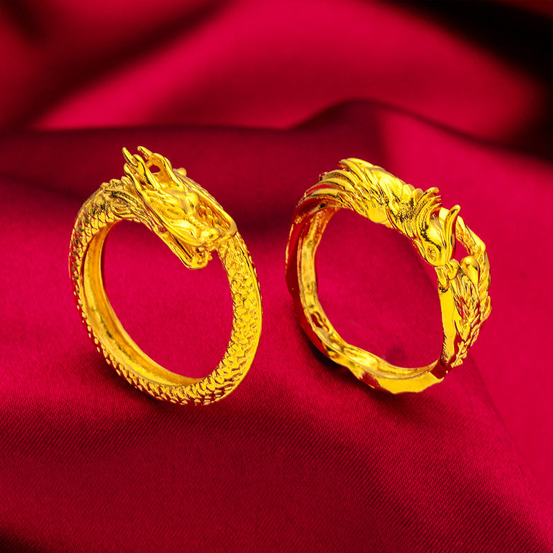 Women's & Men's Vietnam Placer Gold Dragon Phoenix Open Rings