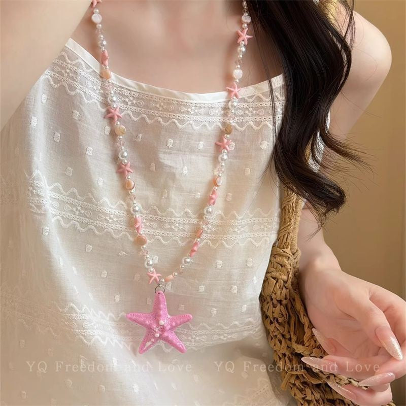 Women's Color Shell Starfish Beaded For Beach Vacation Niche Design Sweet Necklace