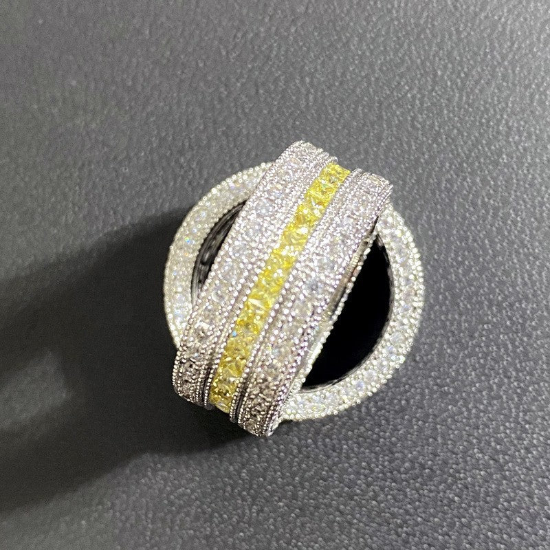 Camellia Fashion Romantic French Golden Rhinestone Gold Plated Ring