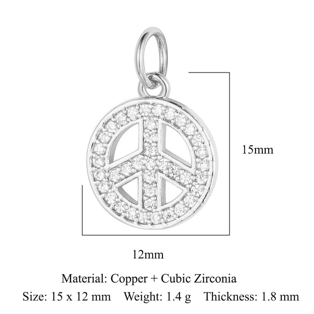 Cross Virgin Copper Zircon Peace Sign Ornament Pendants