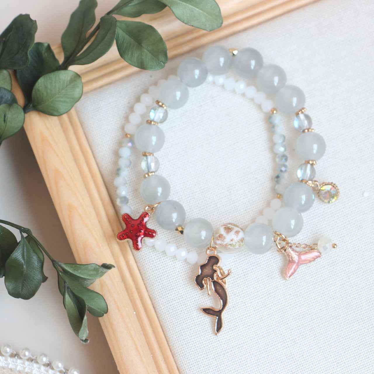 Female Heart Ocean Style Starfish Mermaid Tail Colorful Bracelet