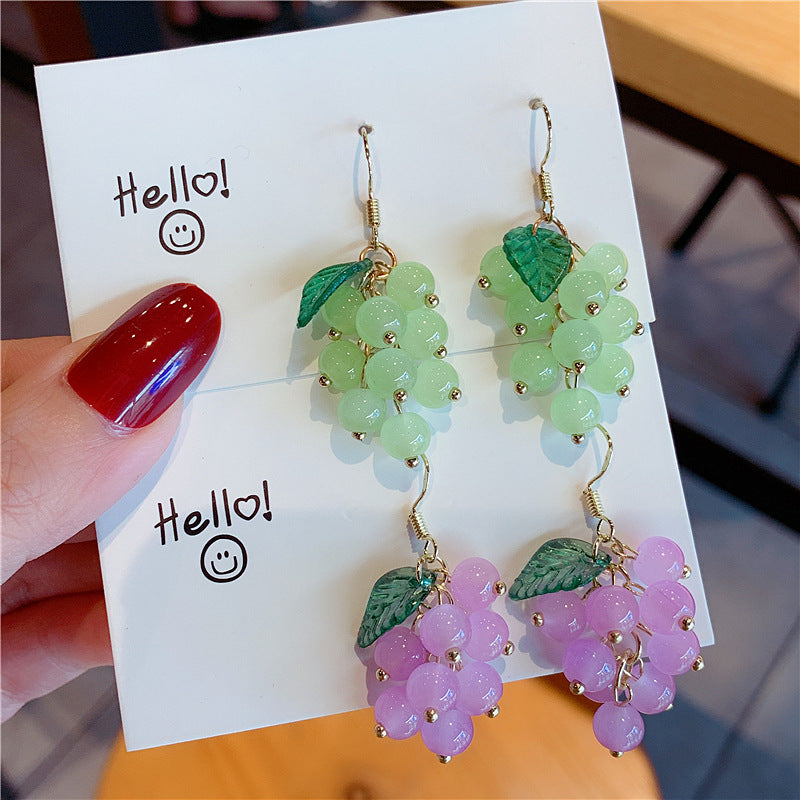 Women's Needle Sweet Purple Crystal Grape For Trendy Simple Cute Stud Earrings