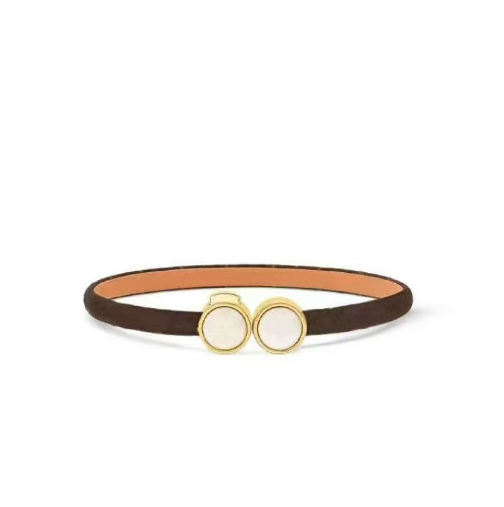 V's Four-leaf Clover Presbyopic Leather Couple Simple Bracelet